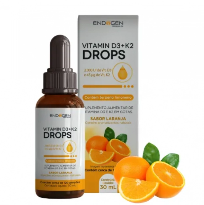 Vitamina D3+K2,  30ml Sabor Laranja, Endogen