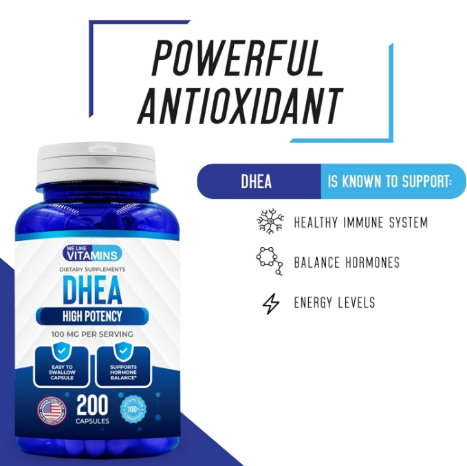 DHEA 100mg, 200 cápsulas, We Like Vitamins