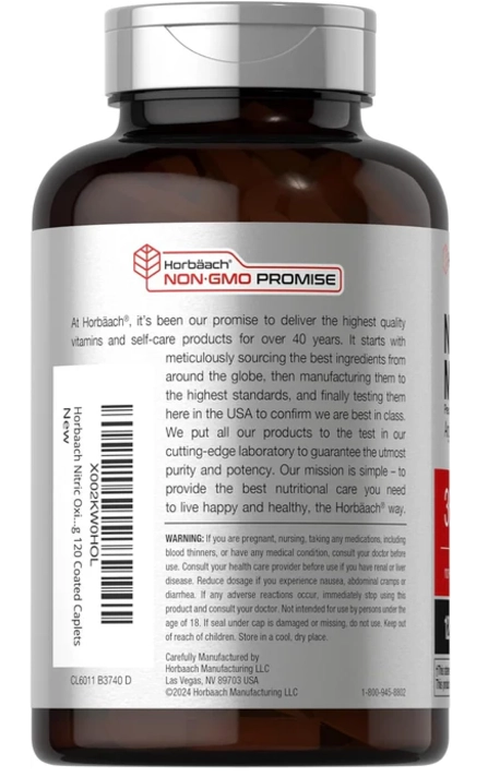 Óxido Nítrico Máximo 3600mg, 120 Cápsulas, Horbaach
