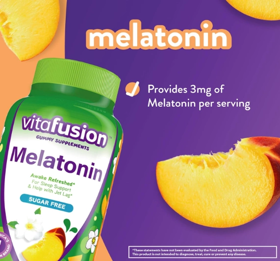 Melatonina, 3mg, 140 Gomas, Sabor Pêssego, Vitafusion