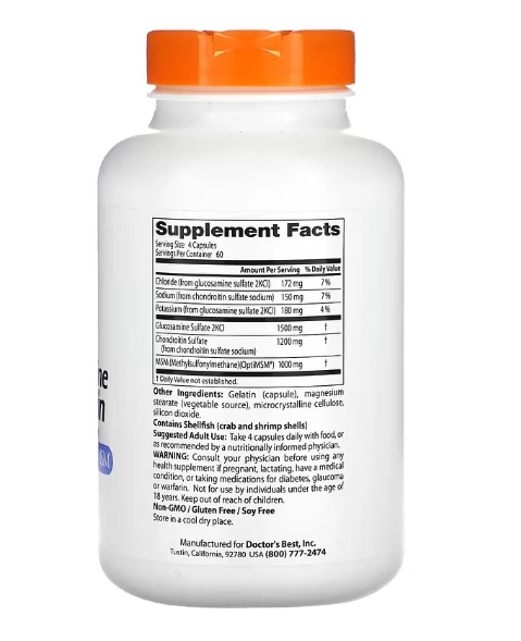 Glucosamina Condroitina MSM com OptiMSM, 240 Cápsulas, Doctor's Best