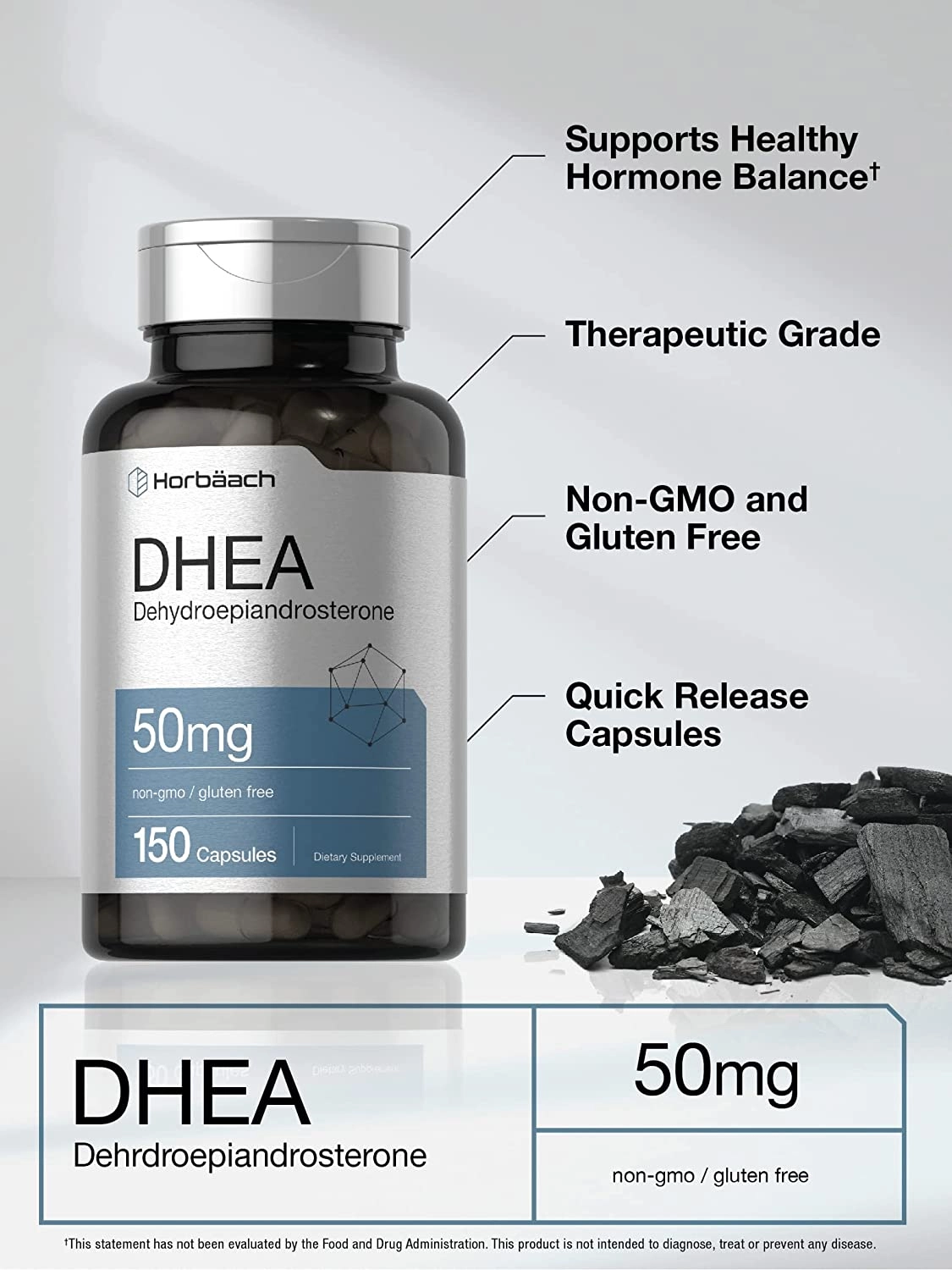 DHEA, 50mg, 150 Comprimidos, Horbaach