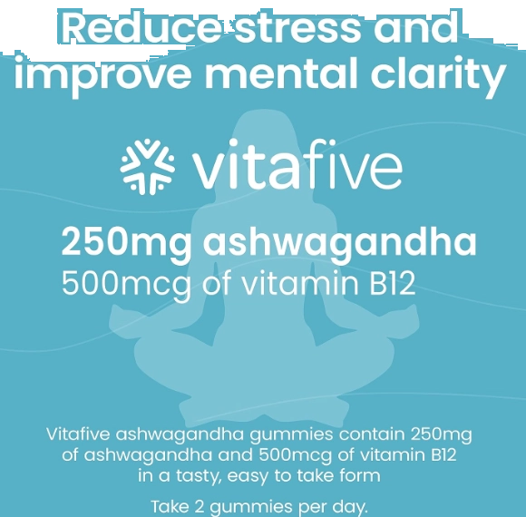 Ashwagandha com Vitamina B12, 50 Gomas Sabor Frutas, Vitafive