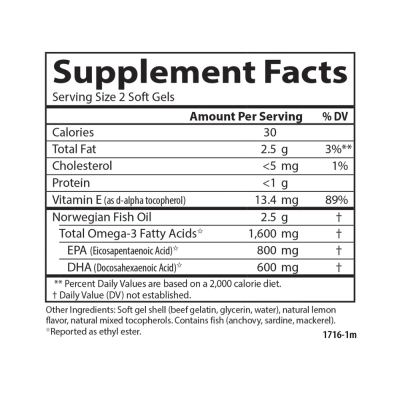 Elite Omega-3 Gems, 1.600 mg, 30 Cápsulas Softgel, Carlson
