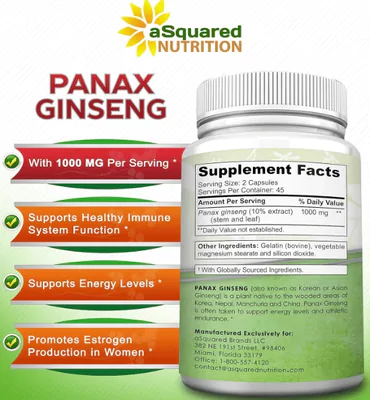 Red Korean Panax Ginseng 1000mg, 90 Cápsulas, aSquared Nutrition