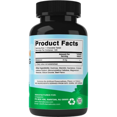 Melatonina Para Cães, 6mg, 120 Comprimidos, Vitamatic