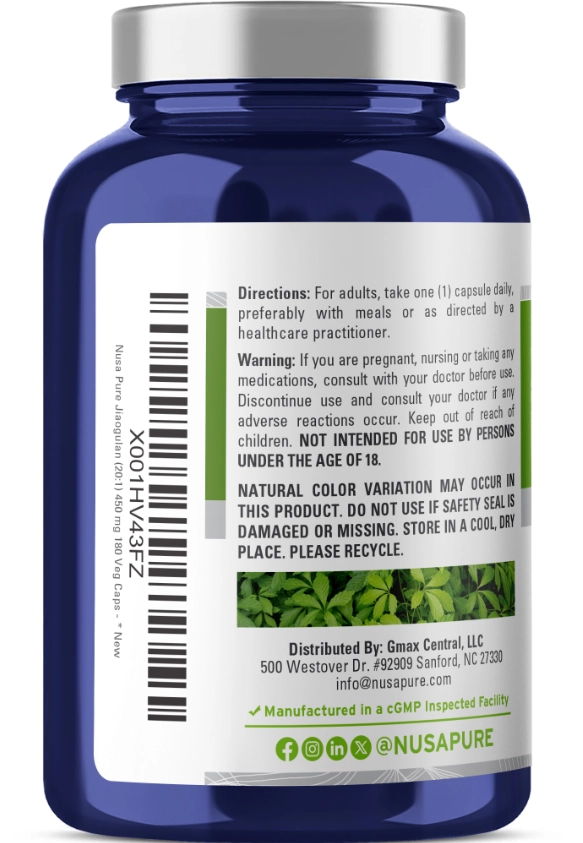 Jiaogulan 9000mg, 180 Cápsulas, NusaPure