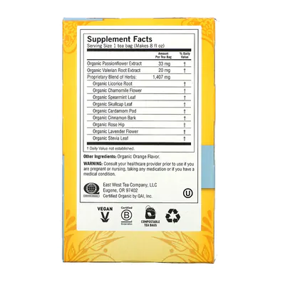 Chá Bedtime, antes de dormir, Flor da Paixão e Flor de Camomila, sem cafeína, 16 saquinhos, 24g, Yogi