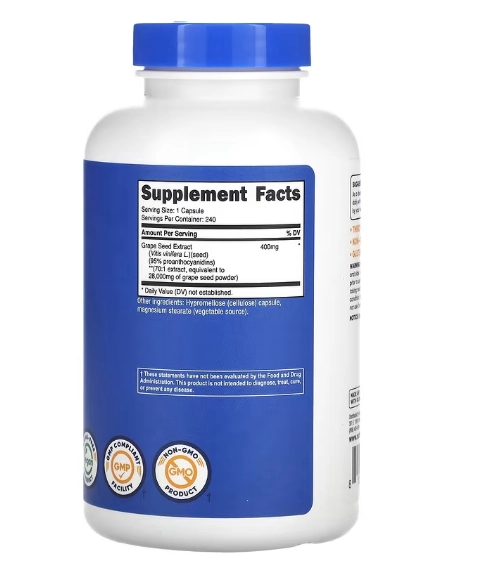 Grape Seed Extract, Semente de Uva 28000mg, 240 Cápsulas, Nutricost