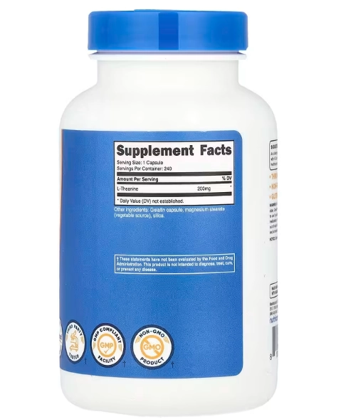 L-Teanina 200mg, 240 Cápsulas, Nutricost