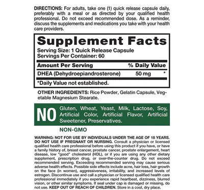 DHEA, 50mg, 60 Cápsulas, Nature's Truth
