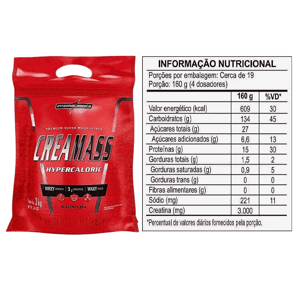 Hipercalórico Creamass, Para Ganho de Massa, 3kg Sabores, Integral Médica