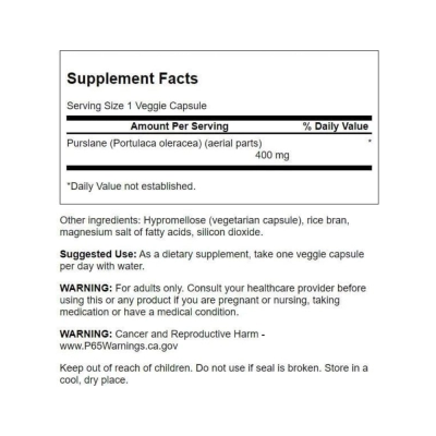 Purslane 400mg, Antioxidantes Naturais, Saúde do Coração e Bem-Estar, 60 Cápsulas, Swanson
