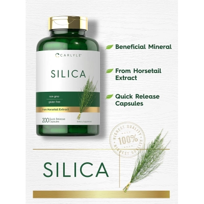Silica, 500mg, 200 Cápsulas, Carlyle