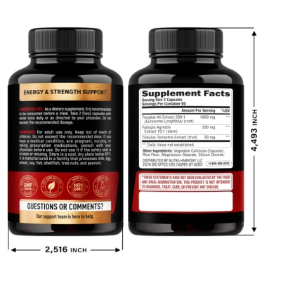 Tongkat Ali Men 1350mg, Energia, Força e Desempenho Masculino, 120 Cápsulas, Nutraharmony