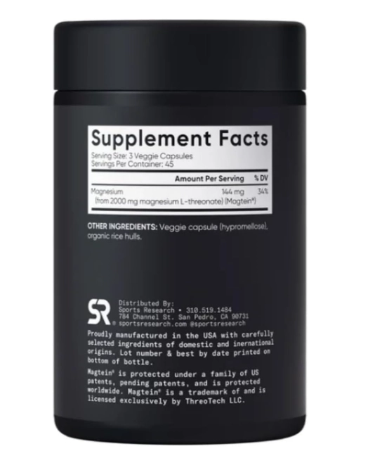 Magtein Magnésio L-Treonato 2000mg, Cápsulas, Sports Research