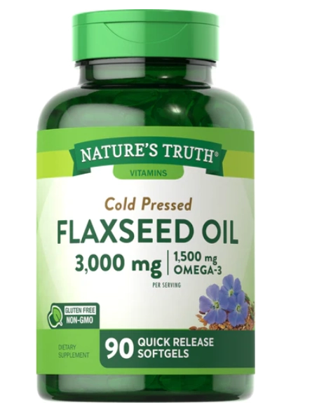 Flaxseed Oil, Óleo de linhaça, 1000mg, 90 cápsulas softgel, Nature's Truth