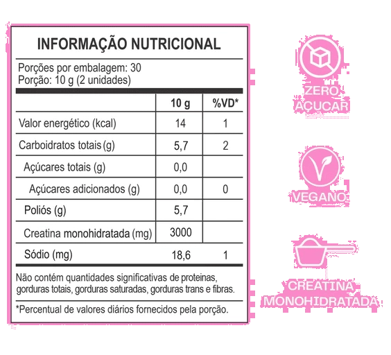 Creatina, 60 Gomas Sabor Frutas Vermelhas, Guday