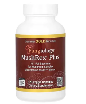 Fungiology, MushRex Plus, Complexo de Cogumelos, 120 Plantcaps, California Gold Nutrition