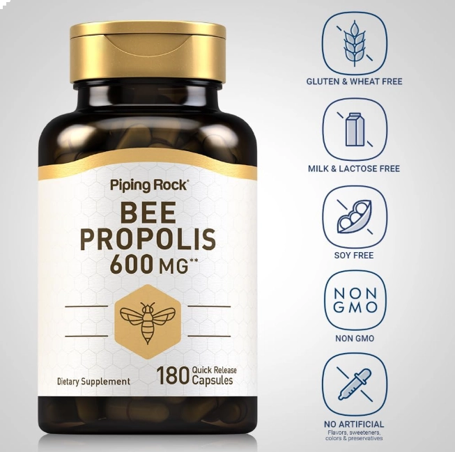 Bee Propolis, Própolis 600mg, 180 Cápsulas, PipingRock
