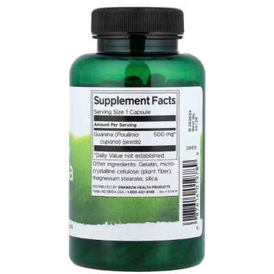 Guaraná 500mg, 100 Cápsulas, Swanson