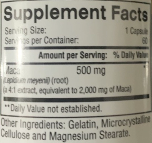 Maca Peruana, 2000mg, 60 Cápsulas, Earth's Creation