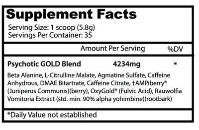 Pré-Treino, Psychotic Gold, Sabor Gummy Candy, 202g, Insane Labz