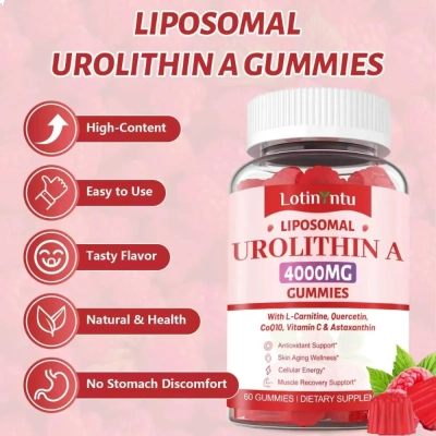 Urolitina A 4000mg, com CoQ10 e Antioxidantes, 60 Gomas, Lotinyntu
