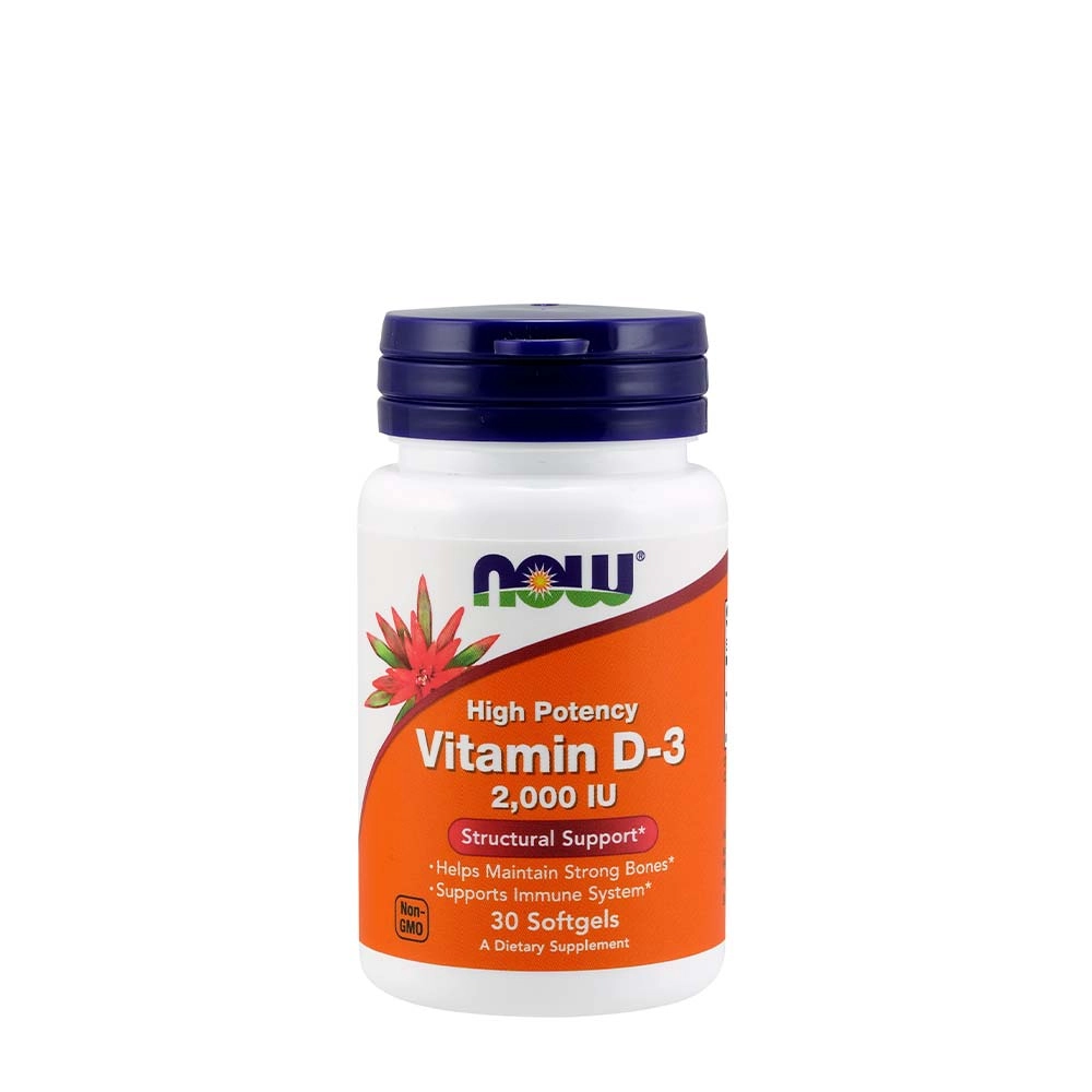 Vitamin D3 2,000 IU, 30 Softgels Now Foods
