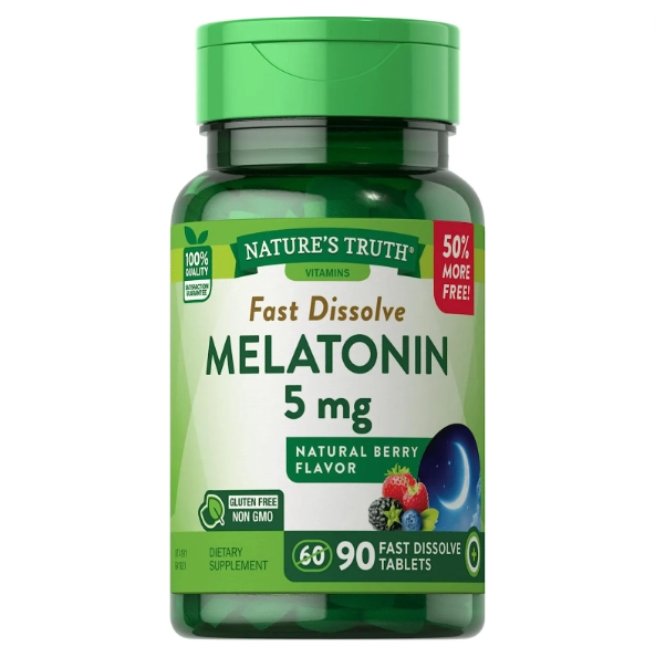 Melatonina 5mg, 90 Comprimidos Sublingual, Frutas vermelhas, Nature's Truth