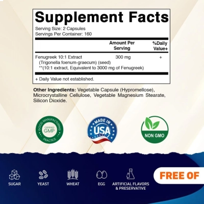 Fenugreek (Feno-grego), 3000mg, 320 Cápsulas, Vitamatic