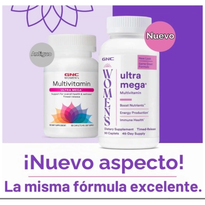 Multivitamínico Ultra Mega, Nova Versão, Auxilia o Sistema Imunológico, Cérebro, Cabelo, Pele e Unhas, Cápsulas, GNC