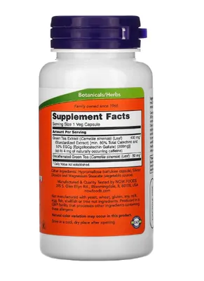 Extrato de Chá Verde, EGCG, 400 mg, 90 Cápsulas , Now