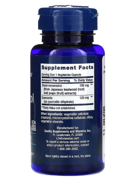 Resveratrol 100mg, 60 cápsulas, Life Extension