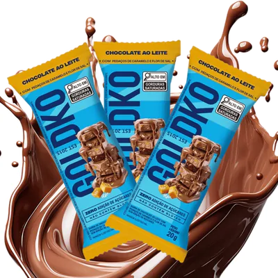 Barra de Chocolate Zero Açúcar 20g, Kit com 3 Unidades - GoldKo