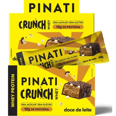 Barra de Protein Crunch Whey Sabor Doce De Leite, 3 Unidades 40g Cada, Pinati