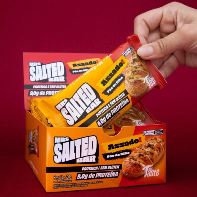 Barra de Proteína Pão De Alho, 3 Unidades 50g Cada - Mrs Bar Salted