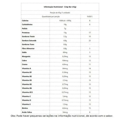 Barra Proteína Crisp Bar, Sabores, 3 Unidades, 45g Cada, Integralmédica