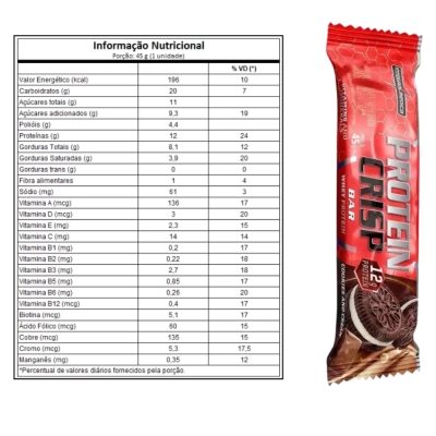Barra Proteína Crisp Bar, Sabores, 3 Unidades, 45g Cada, Integralmédica