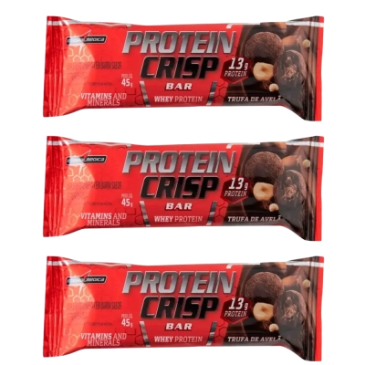 Barra Proteína Crisp Bar, Sabores, 3 Unidades, 45g Cada, Integralmédica