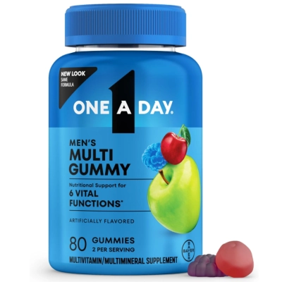 Multivitamínico para Homens, Com Vitamina D, zinco e Ácido Fólico, 80 Gomas Sabor Maçã, Cereja e Framboesa, One A Day