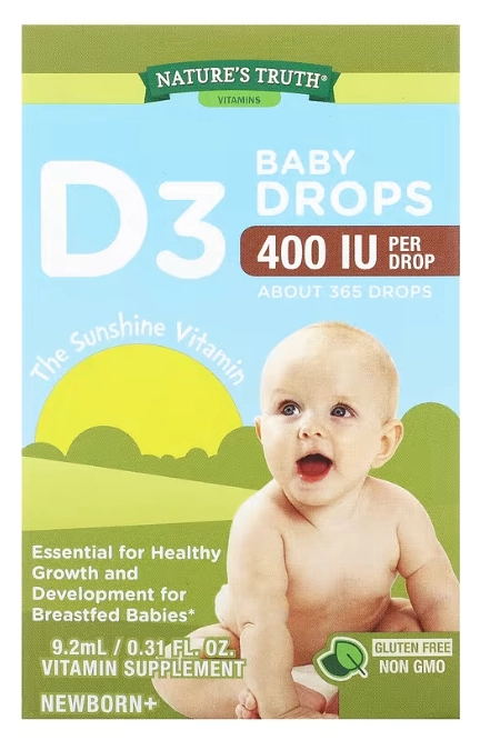 Vitamina D3 400UI, para Bebês e Recém-nascidos, 9,2ml, Nature's Truth