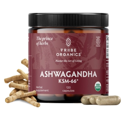Ashwagandha KSM-66, Energia, Relaxamento e Bem-Estar Diário, 120 Cápsulas, Tribe Organics Ashwagandha KSM-66, Energia, Relaxamento e Bem-Estar Diário, 120 Cápsulas, Tribe Organics