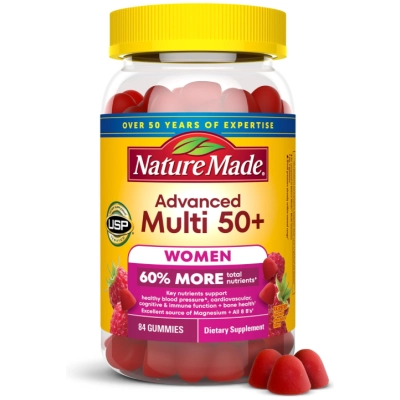 Multi 50+ Advanced, Multivitamínico para Mulheres, 84  Gomas Sabor Framboesa, Nature Made