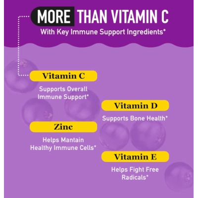 Elderberry com Vitaminas C e Zinco, 50 Gomas Sabugueiro, Airborne 