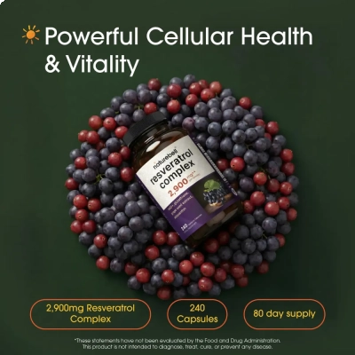 Complexo de Resveratrol 2900mg, 240 Cápsulas Vegetarianas, Naturebell