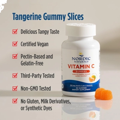 Vitamina C, 250mg, Suporte ao Sistema Imunológico e Proteção Antioxidante, 120 Gummies, Nordic Naturals