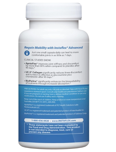 Advanced Joint Support, Com Cúrcuma, Resveratrol, Extrato de Boswellia Serrata, BioPerine e Colágeno UC-II, 30 Cápsulas,