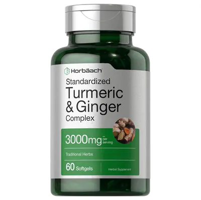 Cúrcuma, Gengibre e pimenta negra, (turmeric & ginger) 3000MG, 60 capsulas, Horbaach