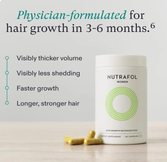 Suplemento Para Cabelos Femininos, Crescimento capilar e queda de cabelo, 120 cápsulas, Nutrafol